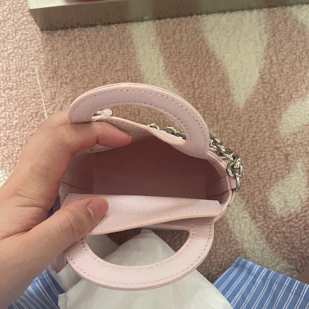 SOLD Tiffany & Co. Pale Pink Leather Mini Bag with Heart Charm Chain - Picture 7 of 10